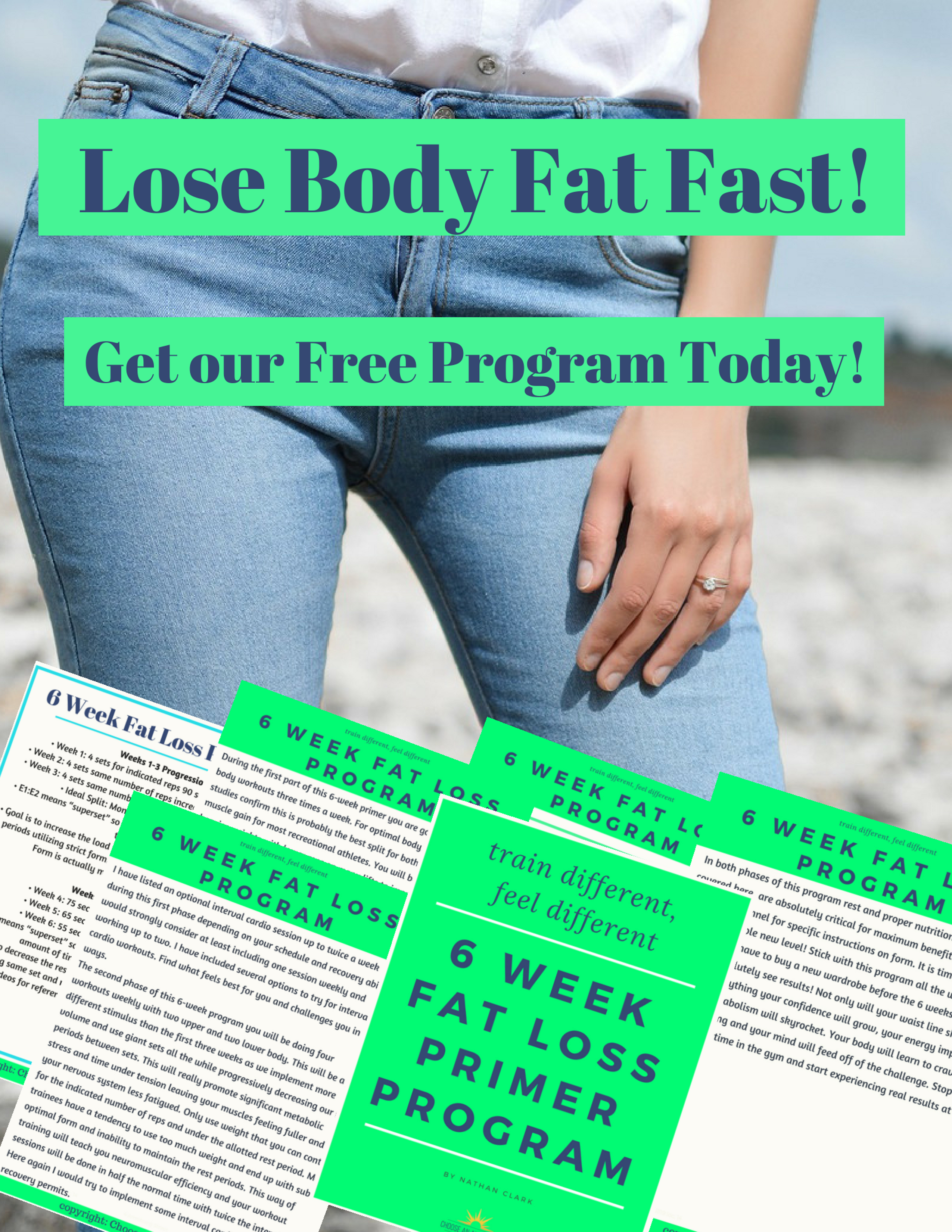 Losing body fat can be a very discouraging thing. Try out our free 6 week program and start seeing the fat melt away!